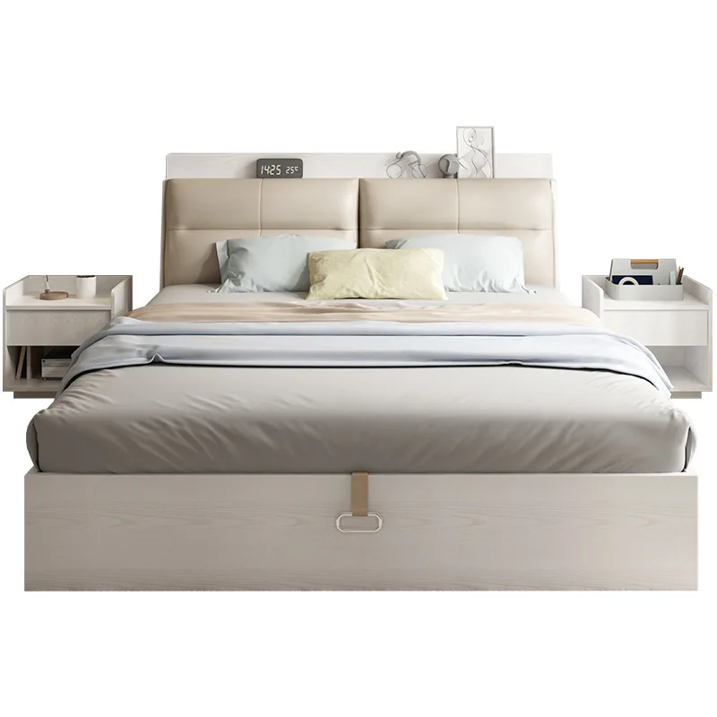 

Double bed, modern minimalist with drawer storage bed Master bedroom