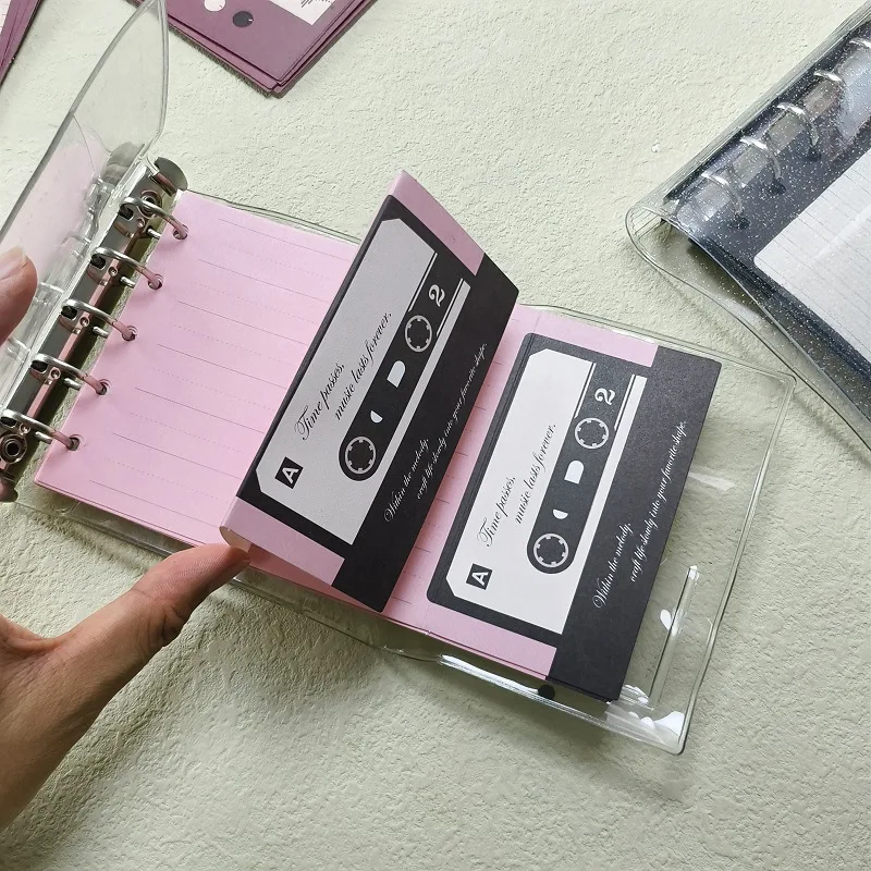 A7M5 15Sheets Loose-leaf Three-Fold Notebook Refillable Sticker Pages Loose-leaf Card Holder Loose-leaf Notebook