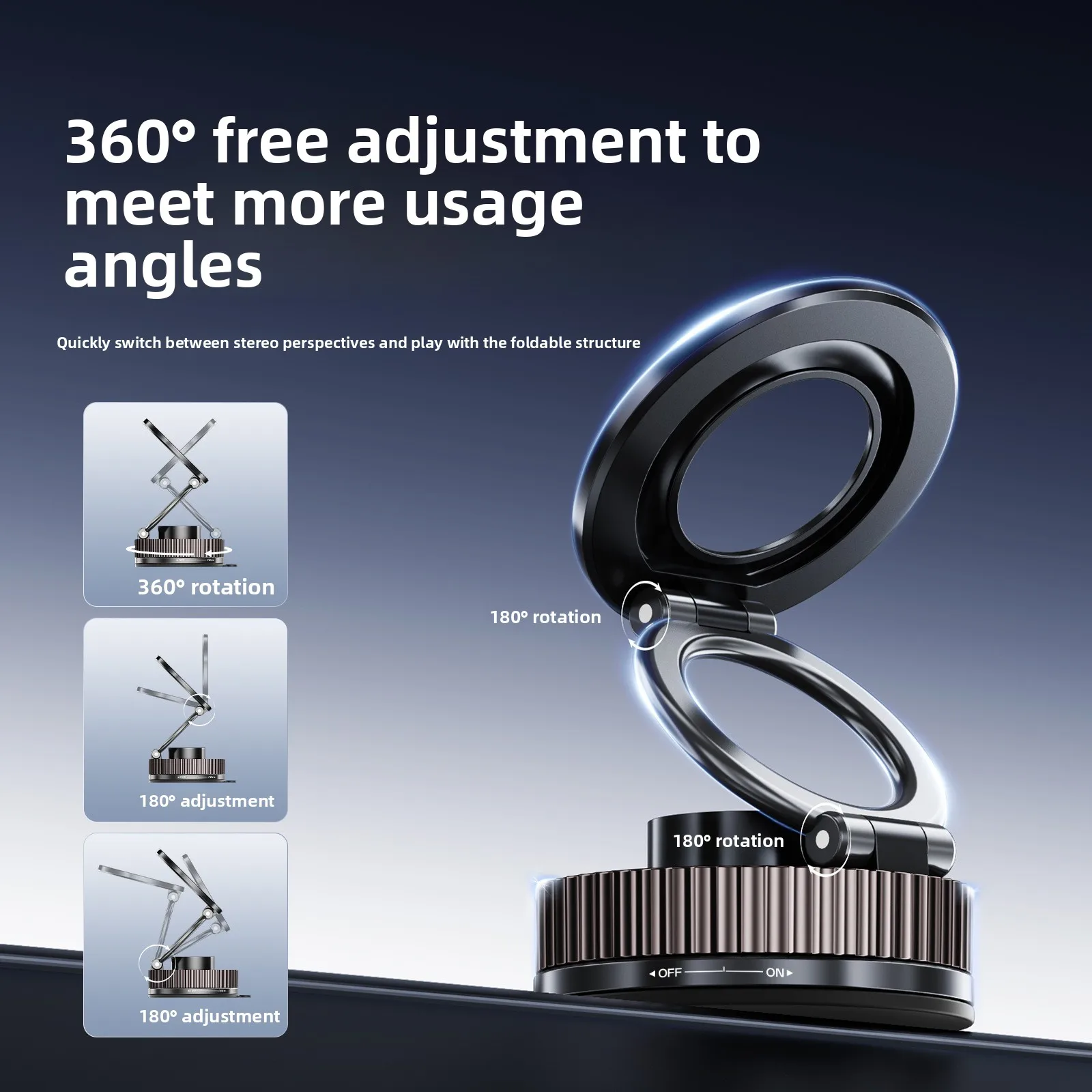 Upgraded Strong Circular Magnet Phone Holder 360° Rotatable Base Angle Ultra Wide Foldable Design Super Magnetic Penetration