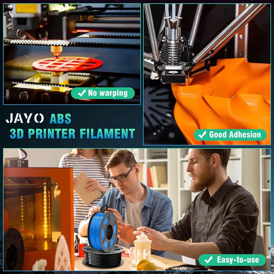 JAYO ASA/ABS/filamento ABS fácil 1,75mm 1KG filamento 3D baja temperatura de impresión ABS filamento de impresora 3D excelente resistencia