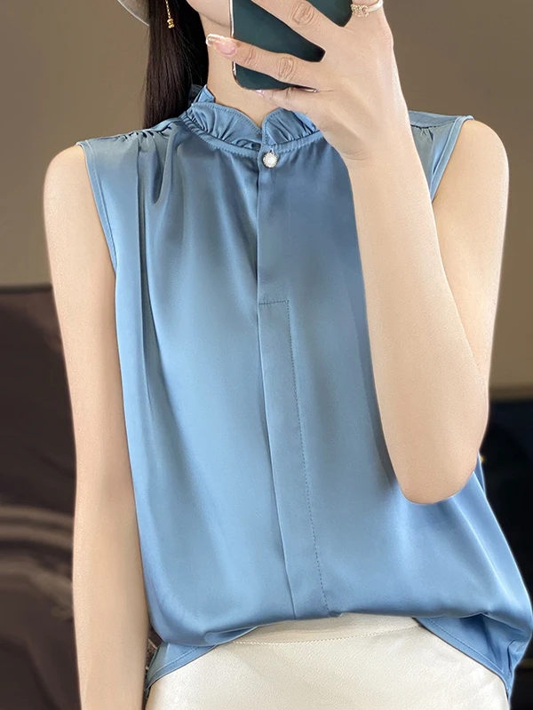 

Svel irt женский летний высококачественный ацетатный атласный костюм, внутренняя одежда, жилет уникального дизайна, топ, свободный крой, чистый цвет