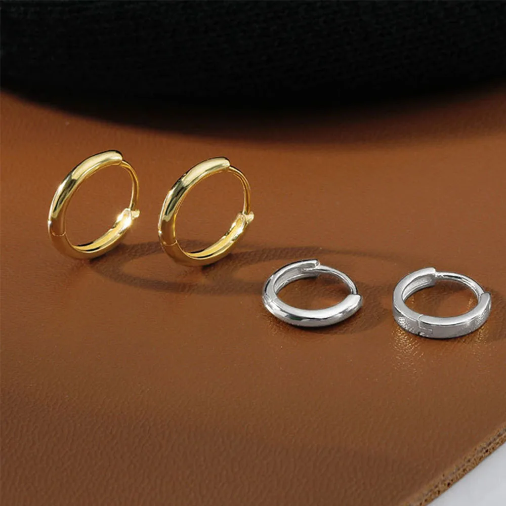 Accessories Silver Huggie Simple 6mm/8mm/10mm/12mm Korean Hoop Earrings Minimalist Ear Buckle Round Earring