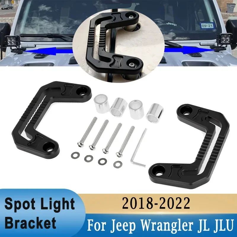 For Jeep Wrangler JL/JLU 2018-2022 Front Engine Hood Spot Light Mount Bracket A-pillar Light Mount Holder for Gladiator JT 20-22