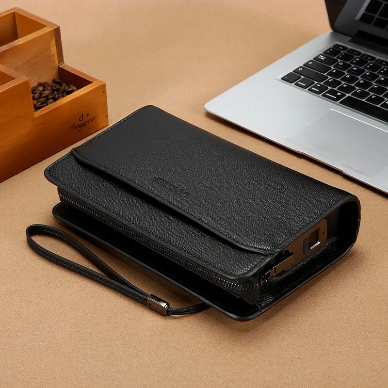 Clutch Bag Business Men's Bag Large Capacity High Quality Design Fingerprint Lock Combination Lock Bag Anti-Theft Style