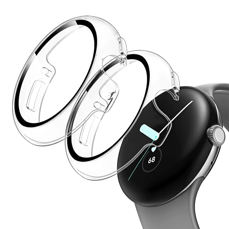Glass+Case For Google Pixel Watch Tempered PC Cover Screen Protector For Pixel Smart Watch Bumper Protective Shell Accessories