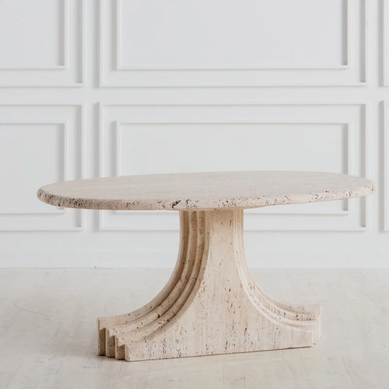 

Natural travertine coffee table lime tea table retro wind corner few villa decoration side table