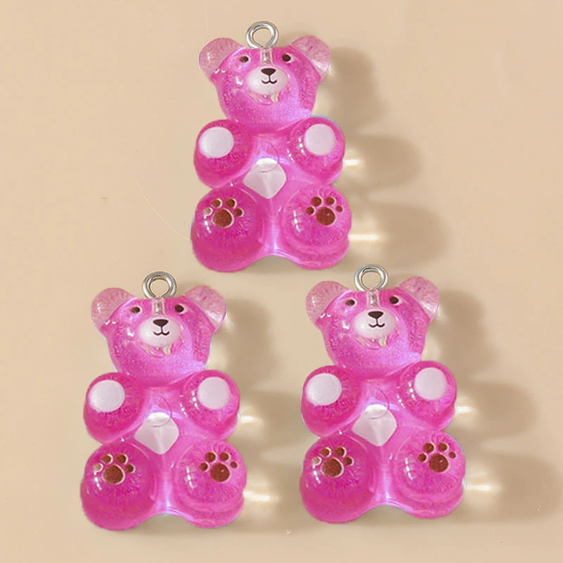 10 Stück 18x30mm Cartoon Harz Gummibärchen Anhänger für Schmuckherstellung, Ohrhänger, Halsketten, Armbänder, DIY Bastelbedarf – Detail 8
