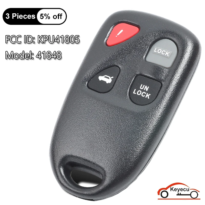 

KEYECU Replacement New Keyless Entry Remote Car Key Fob 4 Button for 2004 2005 2006 07 2008 Mazda RX8 Model: 41848 FCC: KPU41805