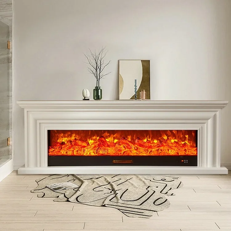 1.2/1 5/1.8/2/2.4 m French simulation flame electronic fireplace modern solid wood decorative cabinet heating