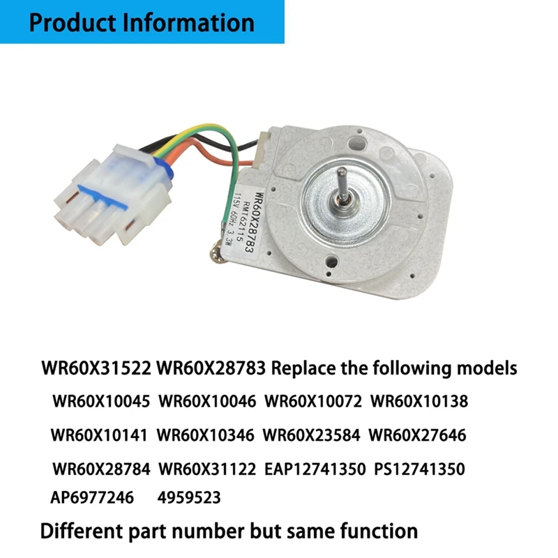 WR60X31522 Refrigerator Evaporator Fan Motor  For  WR60X28783 PS12741350 Refrigerator  Fridge Fan Motor Replacement Part