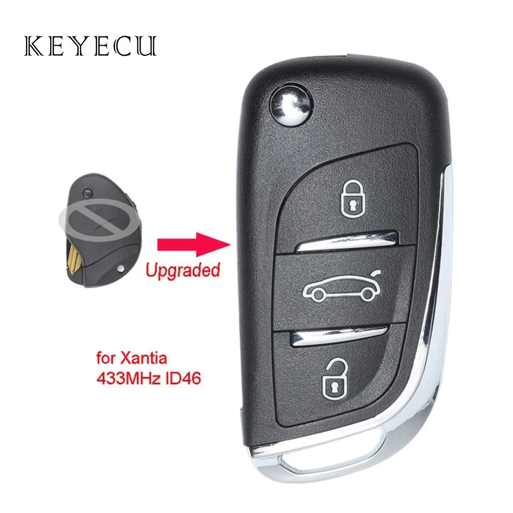 Keyecu aggiornato Flip Remote Control Car Key Fob 3 pulsanti 434MHz ID46 Chip per Citroen Xantia SX9 Blade