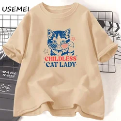 Childless Cat Lady T Shirt Kamala Harris 2024 Tee Shirt Vote Blue Tshirt Madam Cat Kamala Vote Blue T-shirt Women's Clothing