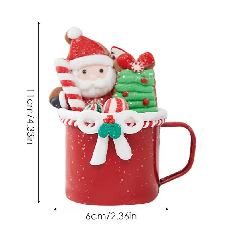 Christmas Coffee Mug Ornaments Enamel Mugs Holiday Coffee Cups Hangings Decoration Mug Of Hot Chocolate Ornaments Coffee Mug