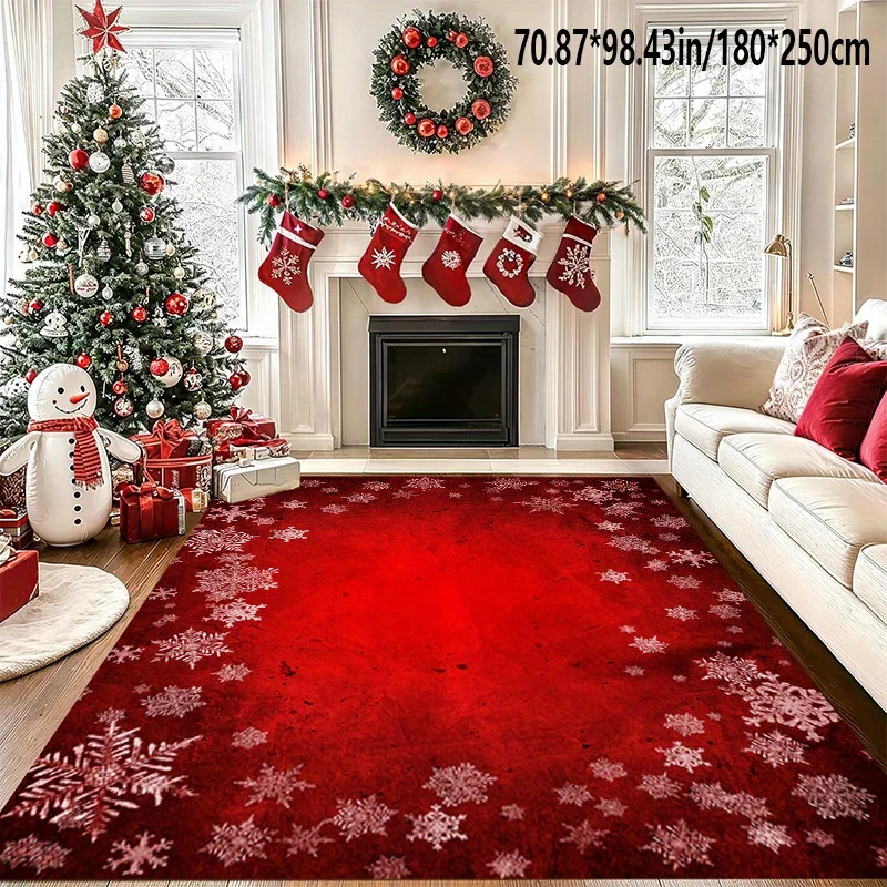 1pc of Crystal Velvet Area Rug with a Dotted Plastic Bottom, Perfect for Christmas Decorations And Festive Occasions. It'S Machi