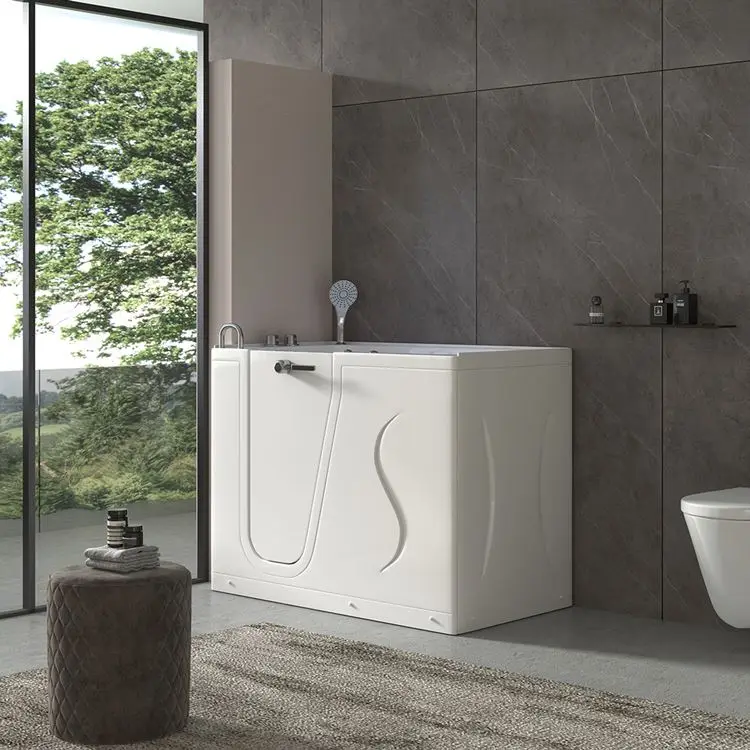 Portable Freestanding Walk In Bathtub With Seat For Old People Disabled People Adult Bath Tub With Door