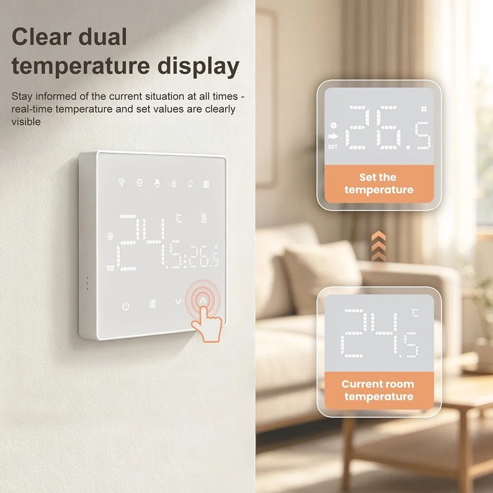 For Tuya WiFi Smart Thermostat Supporting Multiple Heating Systems Including Hydronic Underfloor and Gas Boilers