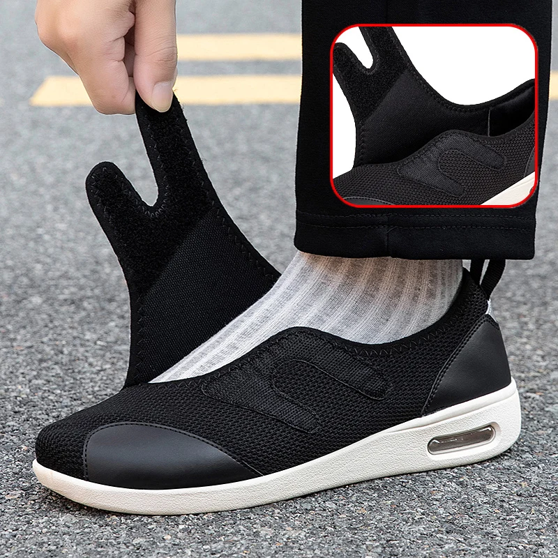 

Adjustable Mesh Walking Shoes Breathable Lightweight Sneakers with Hook and Loop Non-Slip Soft Sole Comfort Shoes for Elderly