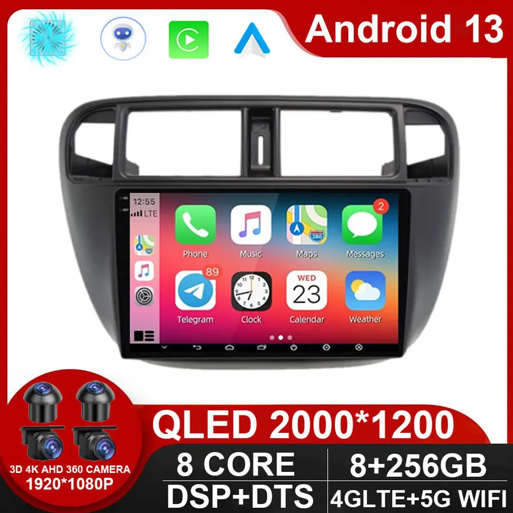 

For Honda Civic (EJ/EK/EM) 1995 - 2001 Car Radio Multimedia Player System Android 13 DSP Stereo Carplay Navigation GPS NO DVD