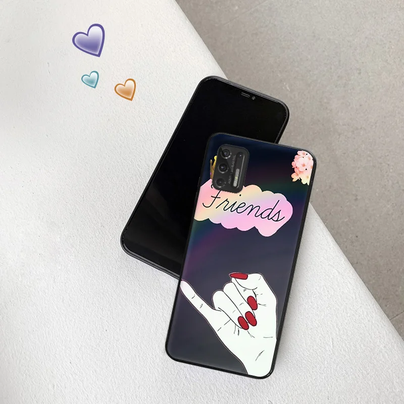 Silicone Soft Phone Case for Motorola G51 G9 G73 G30 G31 G50 G51 G60 G71 5G G22 G32 G52 G72 Best Friends Cartoon Couple Cover