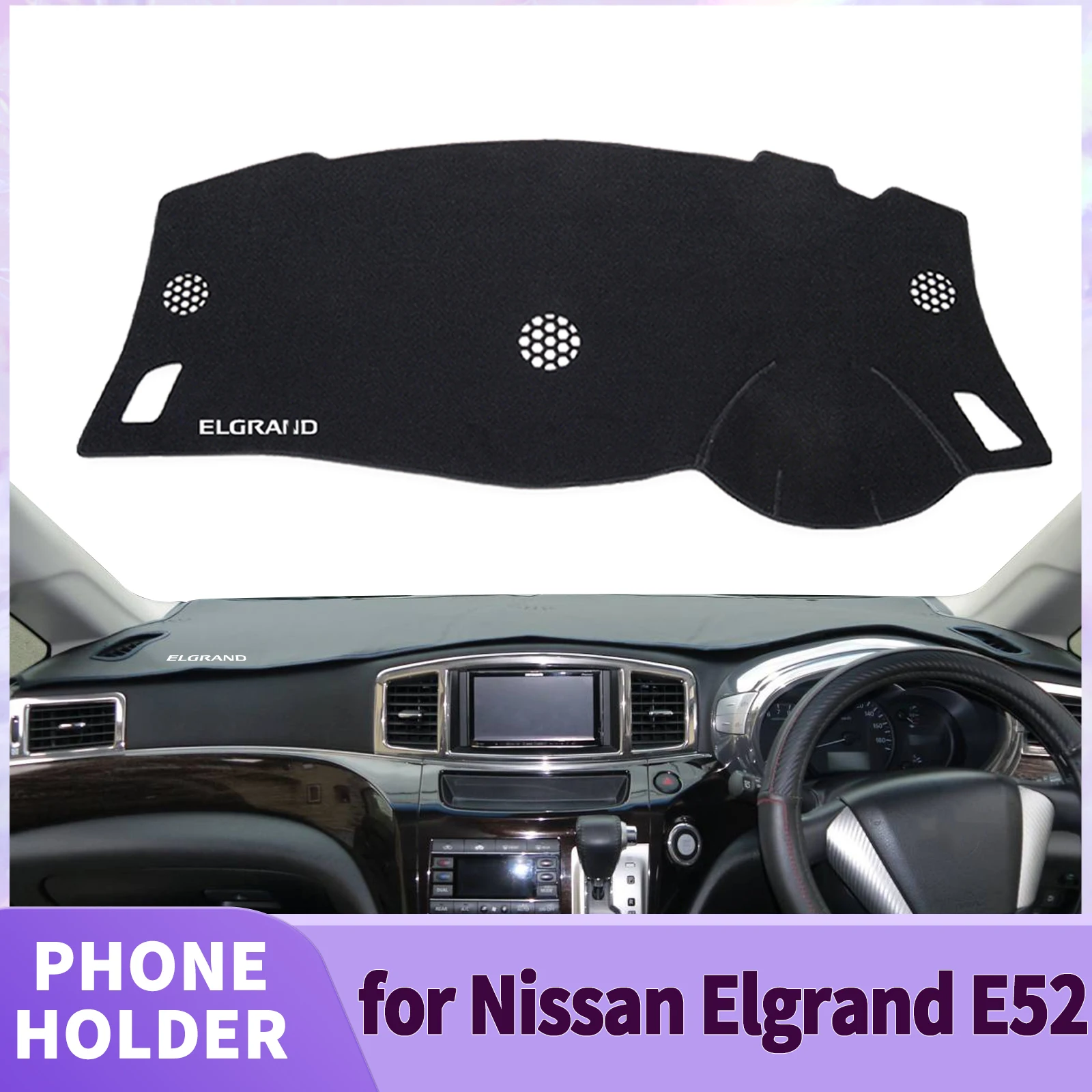 

fit for Nissan Elgrand E52 white logo RHD Accessories Car Dashmat Dashboard Cover Pad DashMat Sunshade Protective Carpet