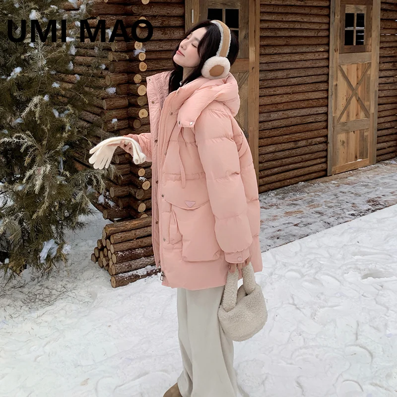 UMI MAO Winter Jacket Women Thickened Warm Design Short Hooded 90 White Duck Down Jacket Femme Casacos Feminino