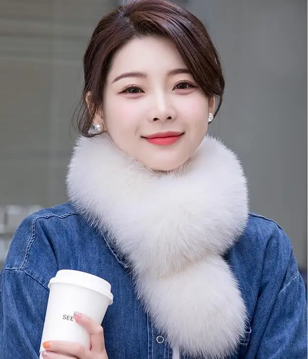 

New Winter Lady Real Fox Fur Scarf Soft 100% Fluffy Girls Warm Luxury Collar Wholesale Handmade Neck Warmer