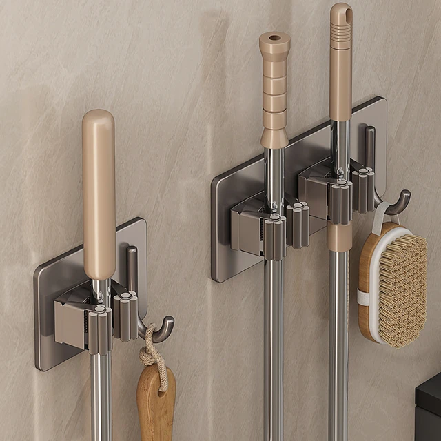 Ikea Wall Mount stainless Steel Wall mounted Mop Holder Ikea compatible Broom Hook