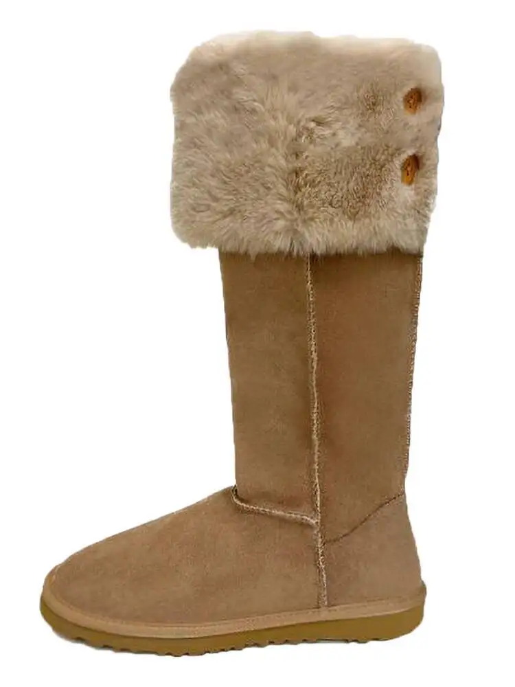 2025 الشتاء المرأة فروي مكبل الثلوج الأحذية الصوف اصطف طويل العجل الأحذية سميكة الركبة عالية العجل الثلوج الأحذية #5
