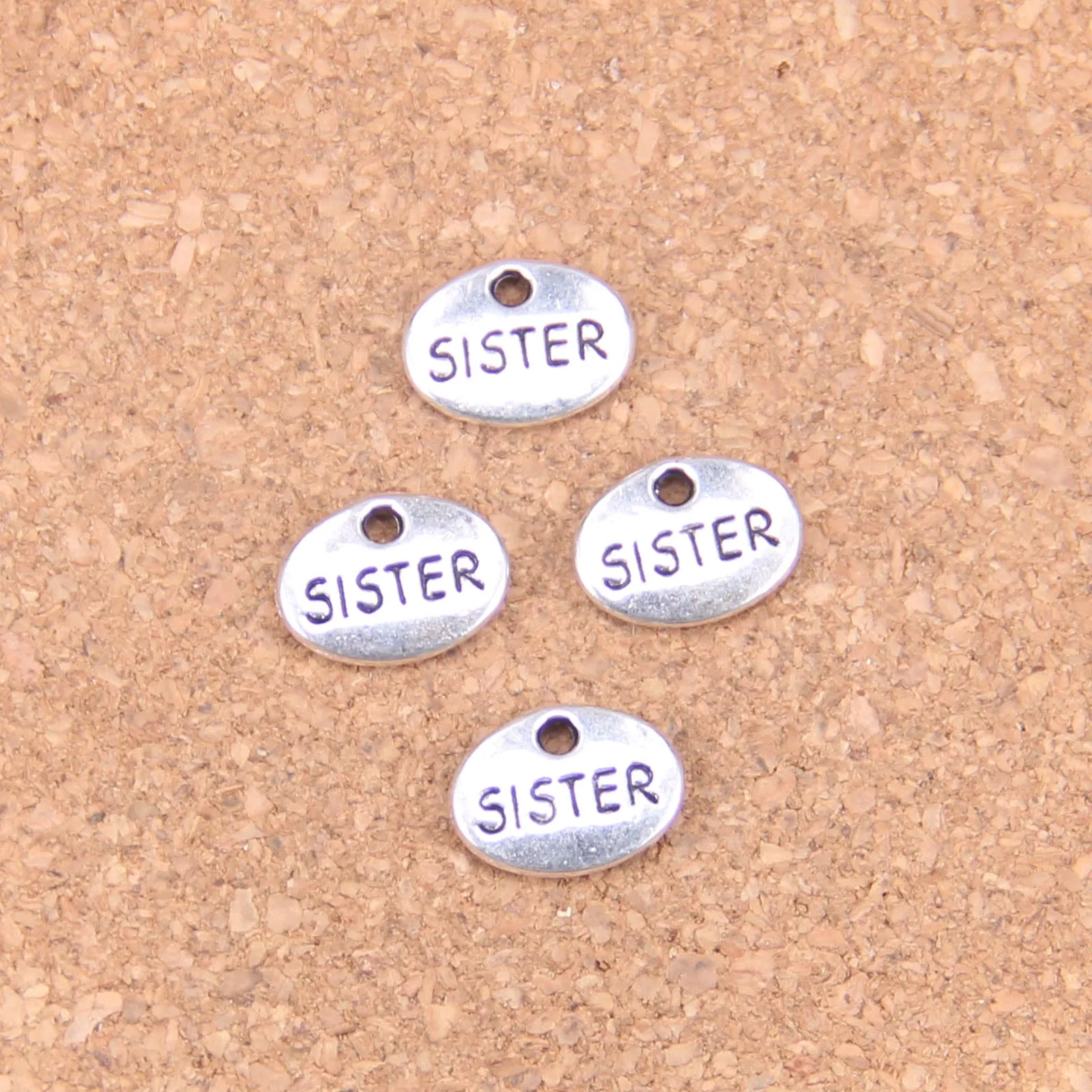 145pcs Charms Double Sided Sister 11x8mm Antique Pendants,Vintage Tibetan Silver Jewelry,DIY For Bracelet Necklace