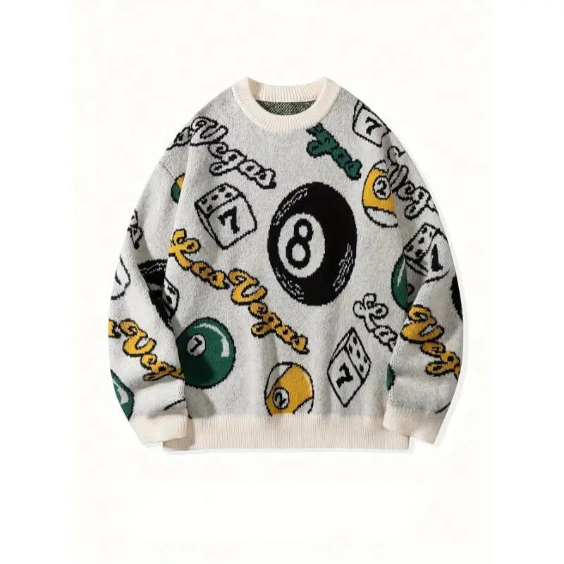 

Men's round Neck Jacquard Sweater Embroidered Knitted Shirt Comfortable Soft Material Spring Summer Autumn Fashion Casual Wear