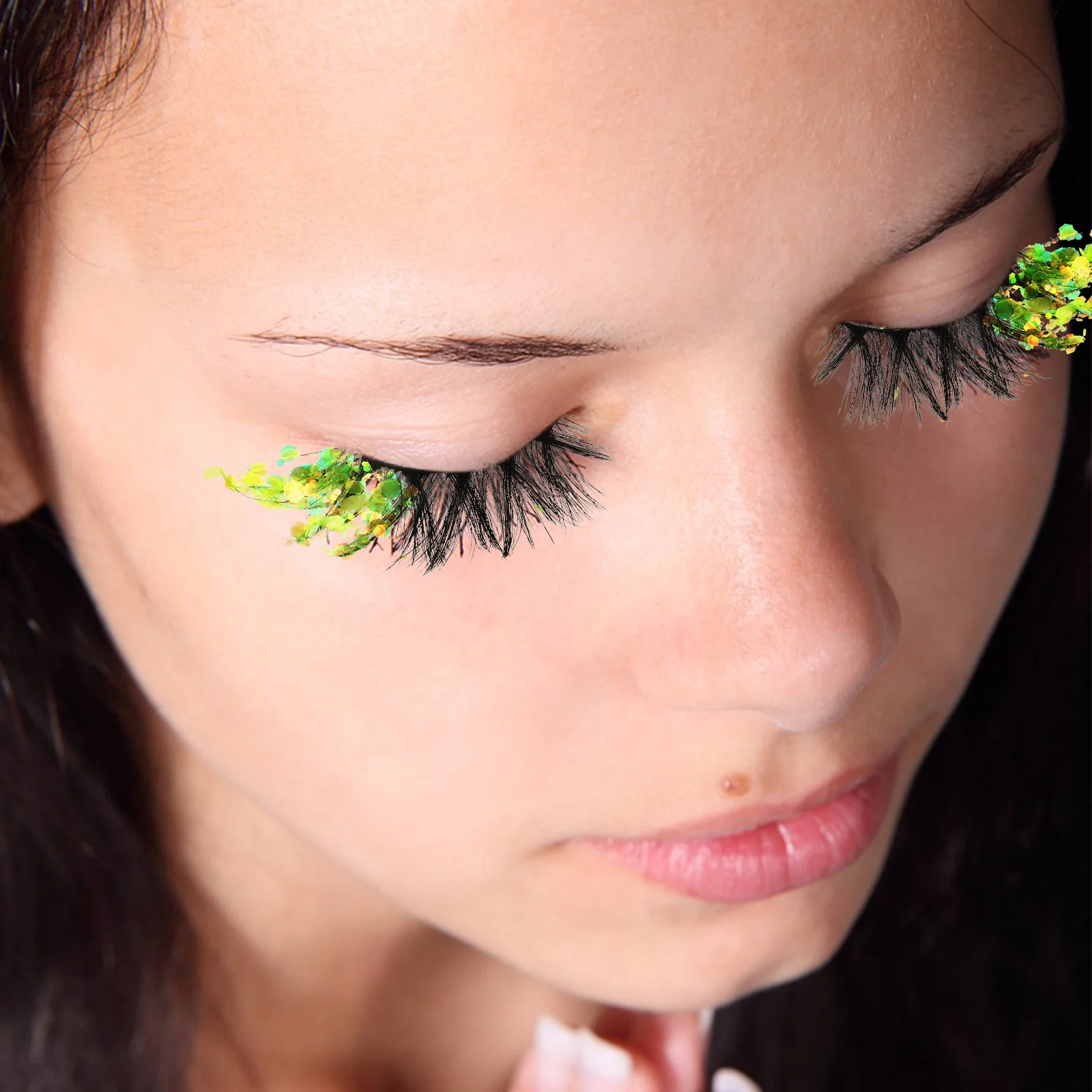 2 pièces paillettes faux cils Extensions de cils colorés longue tenue Denser Curlier yeux maquillage rehausseur Look brillant Cosplay cils