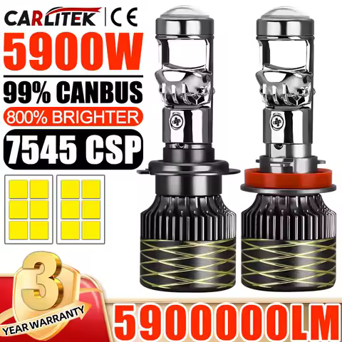 H7 H4 Canbus 5900W 5900000LM Car Headlight Mini Lens H11 H8 9005 9006 HB3 HB4 LED Projector Bulb 6500K Auto Motorcycle Lens 12V