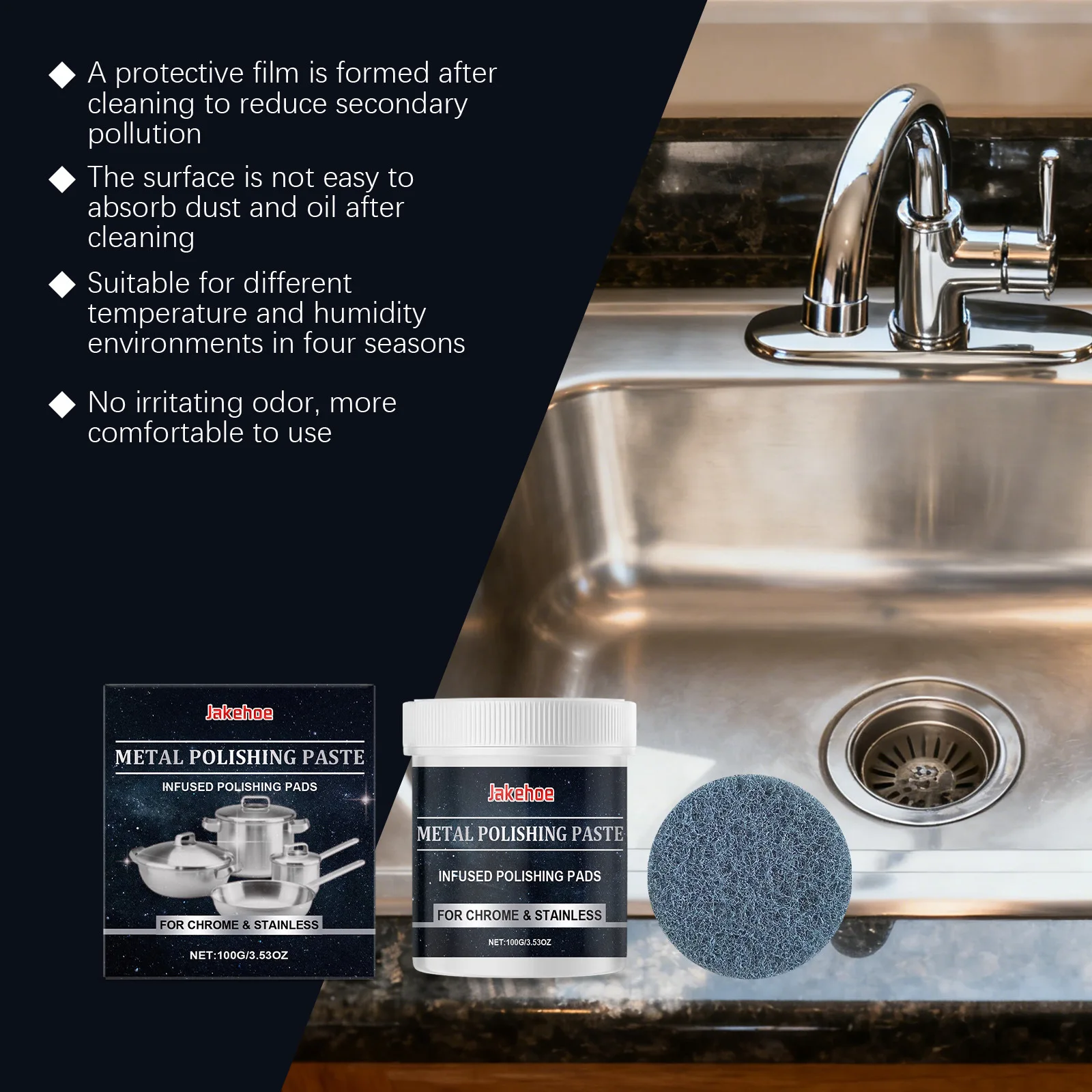 Heavy Duty Stainless Steel Cleaning Paste - Oil Stain Rust And Dirt Remover for Kitchenware Pots Pans And Stovetops