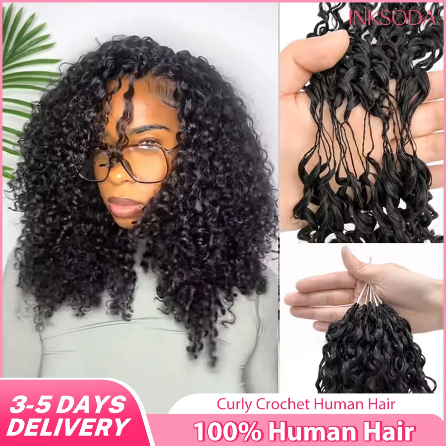 

30-дюймовые глубокие волнистые бирманские кудрявые волосы для плетения крючком, 100% натуральные человеческие волосы, без узлов, предварительно разделенные, для наращивания методом крючкового плетения