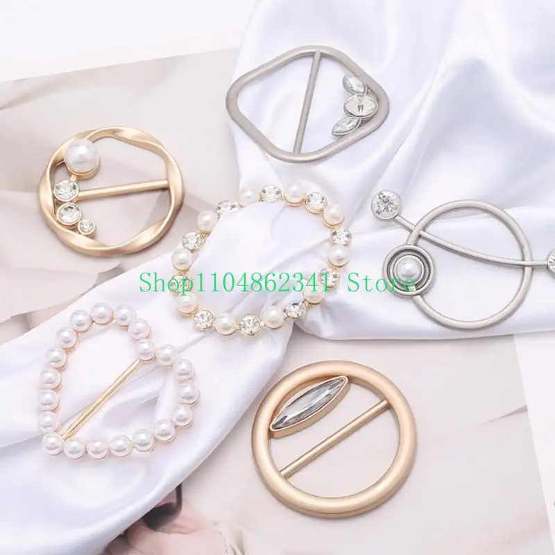 5asd Corner Hem Waist Knotted Brooch Clip for Women Metal Round Brooch Ring for T-Shirt Hem Corner Knotted Pin Lady Accessory