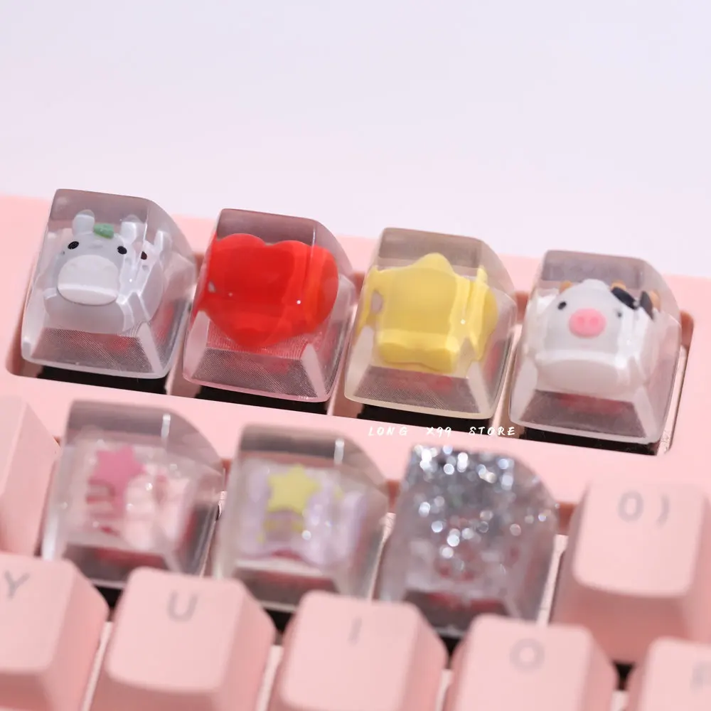 Teclas de teclado personalizadas de dibujos animados Kawaii, teclas translúcidas de Anime Cherry Mx Esc para teclado mecánico SA, tapas de teclas de eje cruzado