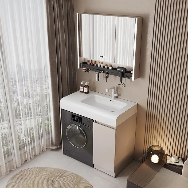 Compact front-loading washing machine with built-in storage compartment - perfect for small spaces