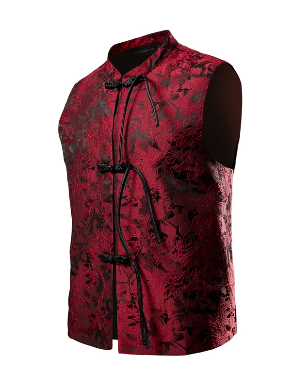 

Reddi Brown Embroidered Men's Versatile Jaet with Buttoned Collar Stand Fit Casual Wear Polyester Fiber Spring Season