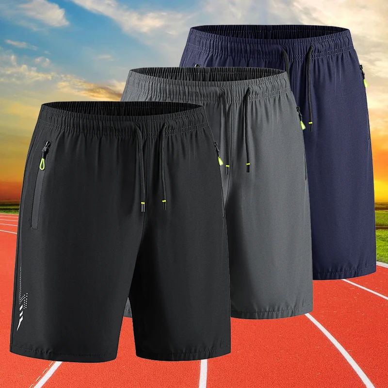 Summer Classic Joggers Men's Shorts Gym Fitness Quick Dry Running Sports Board Shorts New Summer Casual Bottom Zipper Pockets