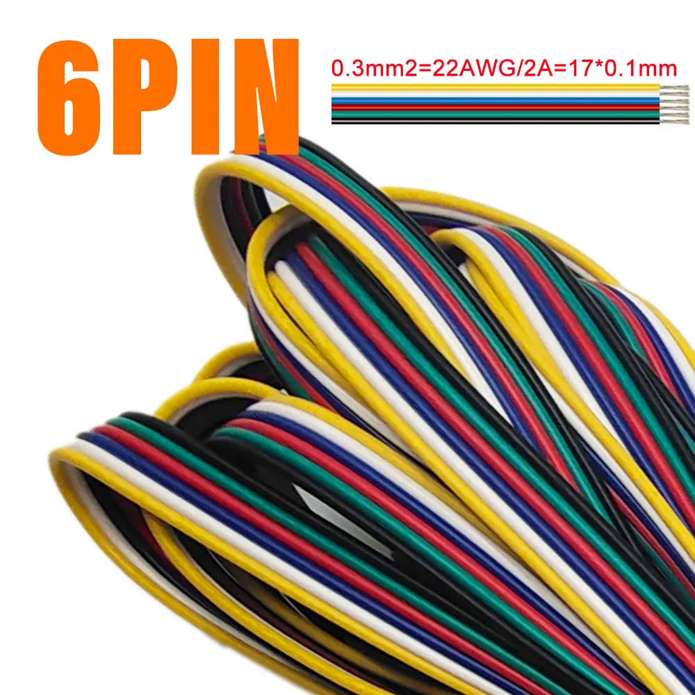 1m/5m/10m 2PIN 3PIN 5PIN 6PIN LED Wire Cable 22AWG Electric Wires Extension For WS2812B WS2811 5050 RGB RGBW LED Strip Light image 3