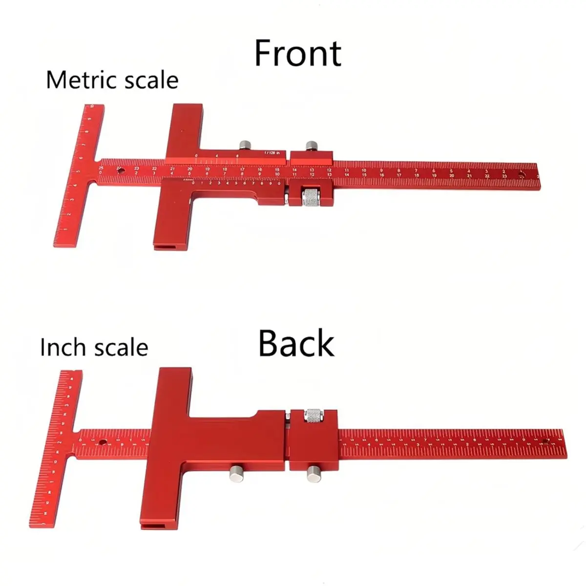 Aluminum Alloy Woodworking T-Square Sliding Gauge Scriber Ruler Measuring Tool