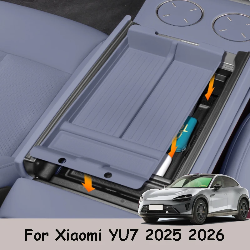 

Для Xiaomi YU7 2025 2026, автомобильный подлокотник, ящик для хранения, центральная консоль, нижнее отсек для хранения, аксессуары для интерьера