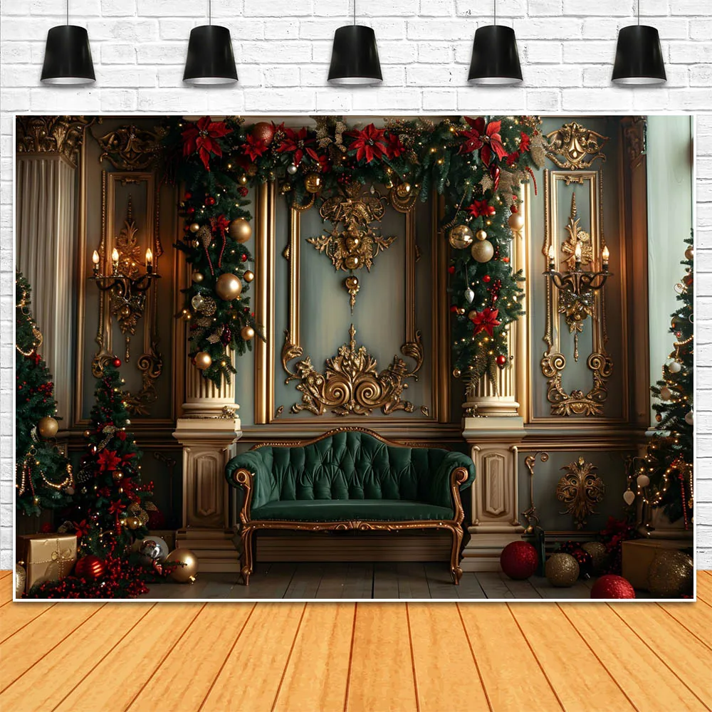 Mocsicka Weihnachts fotografie Hintergründe Vintage Wand Palast Indoor Weihnachts baum Erwachsenen Kinder Porträt Hintergründe Fotostudio Requisiten