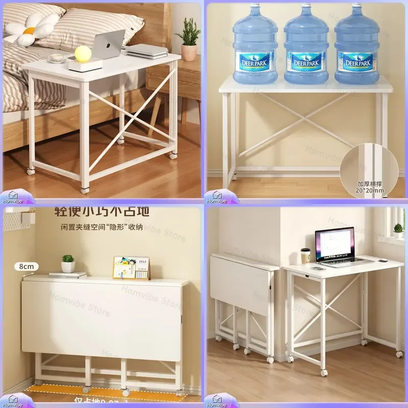 Foldable Table Space Saving Wall Mounted Desk Invisible Storage Behind Door Portable Laptop Stand for Bedroom Office Study