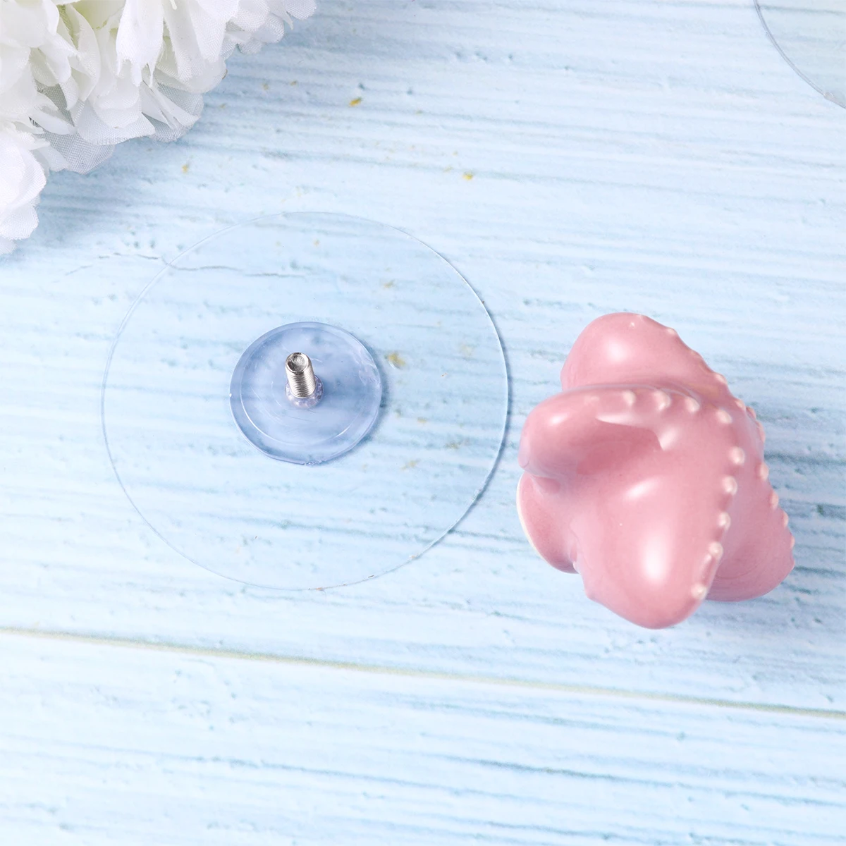 

1Pcs Suction Cup Door Knob Ceramic Drawer Pull Handle Sea Star Shape Durable Cabinet Door Handle for Home Dorm Kitchen Furniture