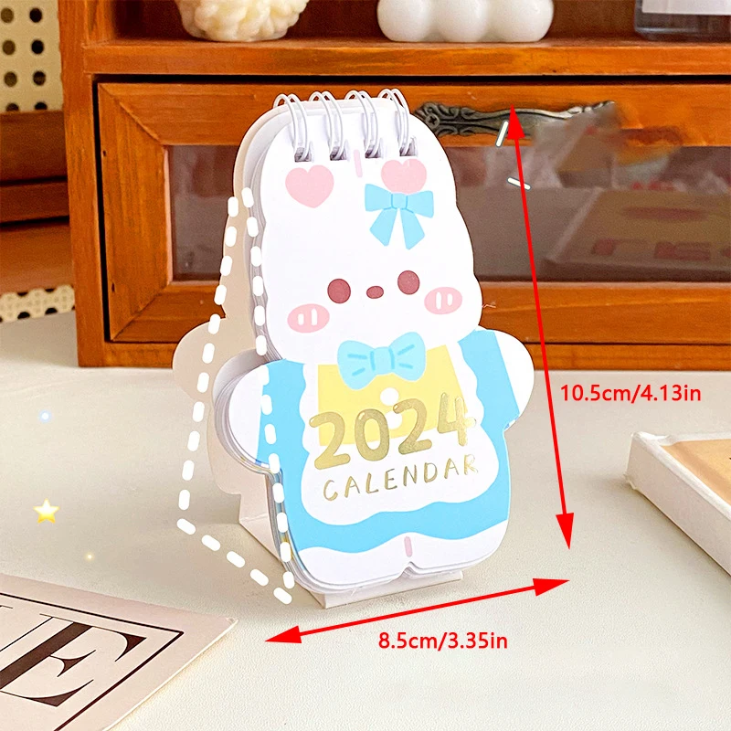ミニデスクトップノートカレンダー、かわいい漫画、繊細、更新、本、オフィス、学用品、アクセサリー、1個、2024