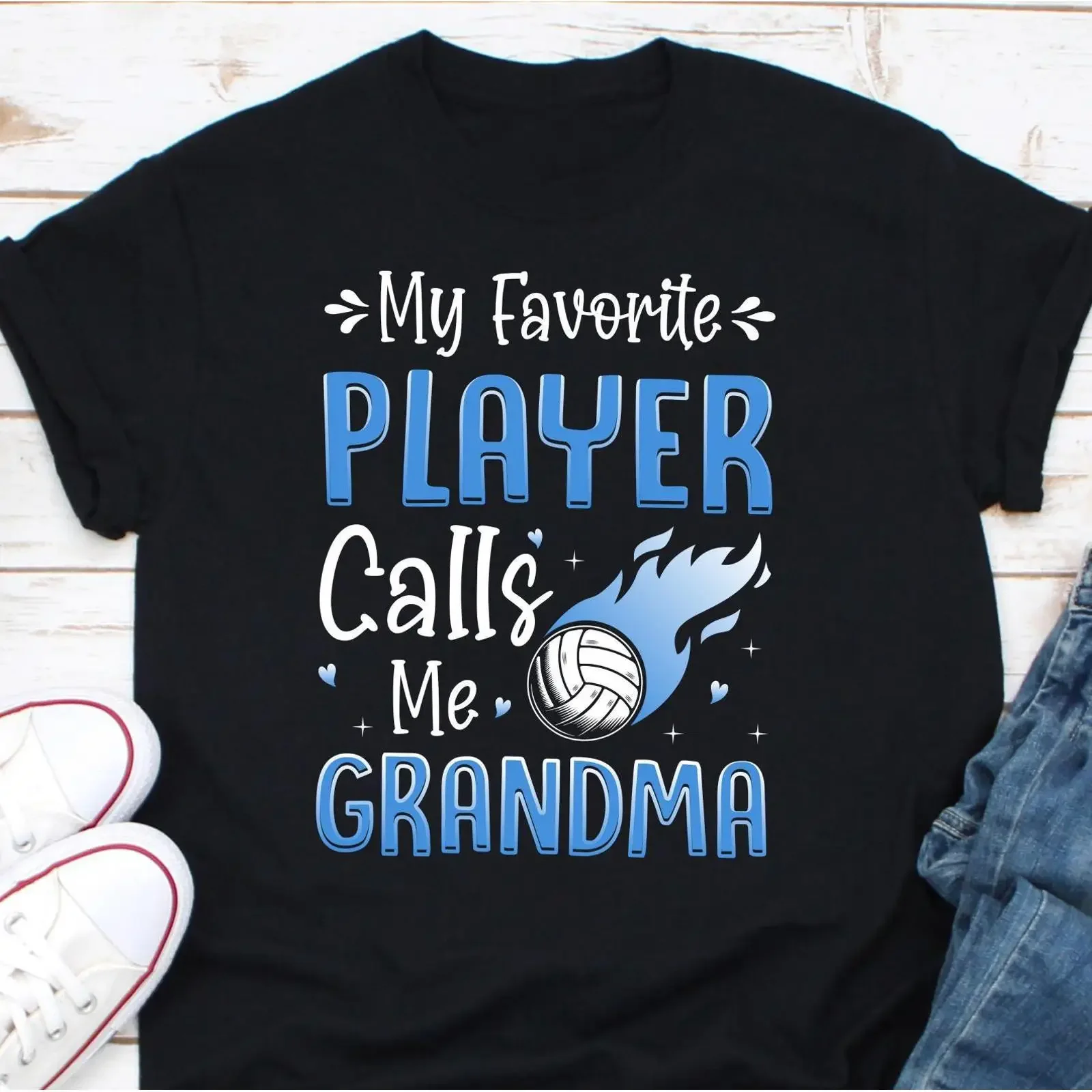My Favorite Player Calls Me Grandma Volleyball T Shirt Game Day Casual Funny for vintage Washed Stylish Versatile