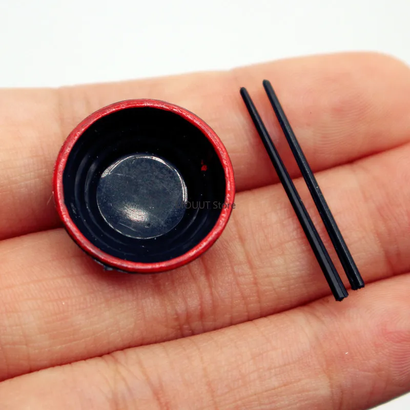 Mini Miniaturized Food Toy Accessories Japanese Ramen Bowl and Chopsticks Set for Dollhouse Home Decor Small Ornaments
