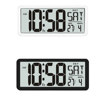 ABSF Square Wall Clock Series, 13.8Inch Large Digital Jumbo Alarm Clock, LCD Display, Multi-Functional Upscale Office Decor Desk