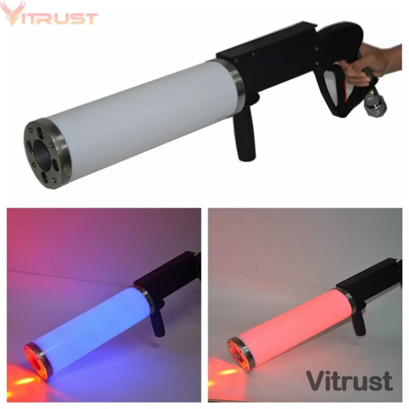 Professional LED Co2 Gun DJ Stage Smoke Colorful Fog Spray Cannon Machine RGB Handhold Jet LED Dry Ice Gun Party Nightclue Bar